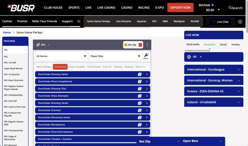 BUSR Sportsbook Parlay Betting App and Site