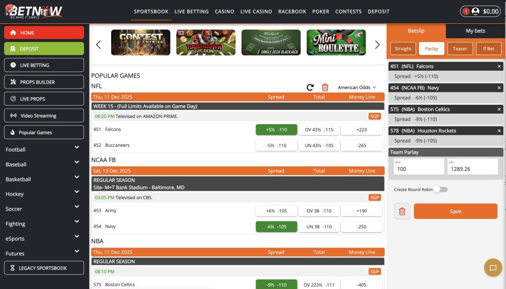 BetNow Sportsbook Parlay Betting App and Site