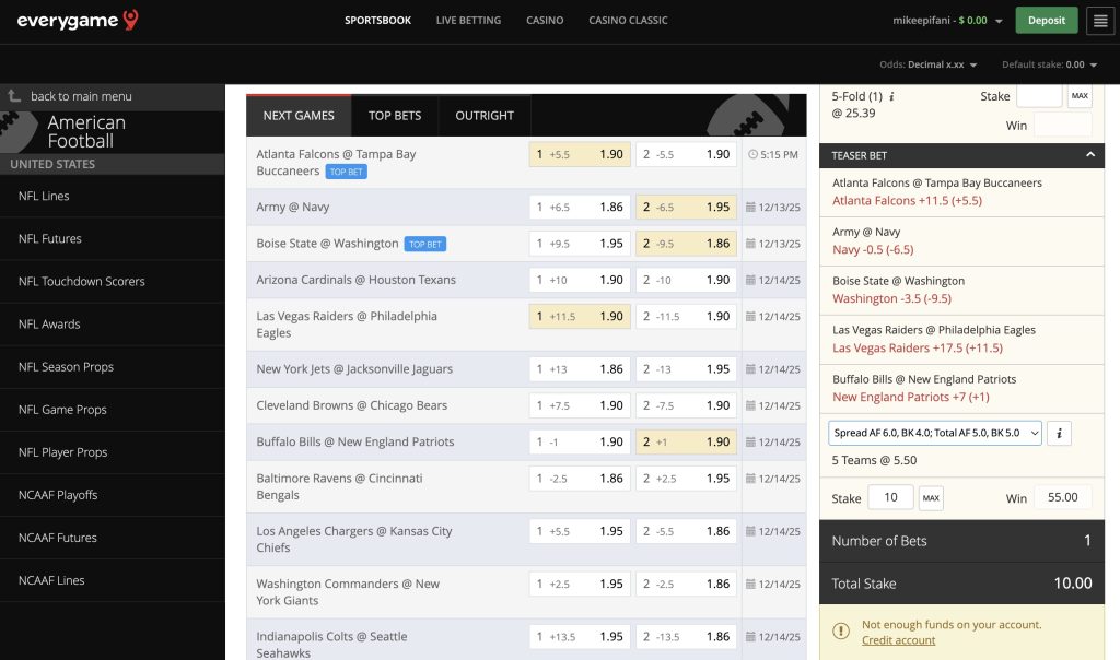 Everygame Sportsbook Parlay Betting App and Site