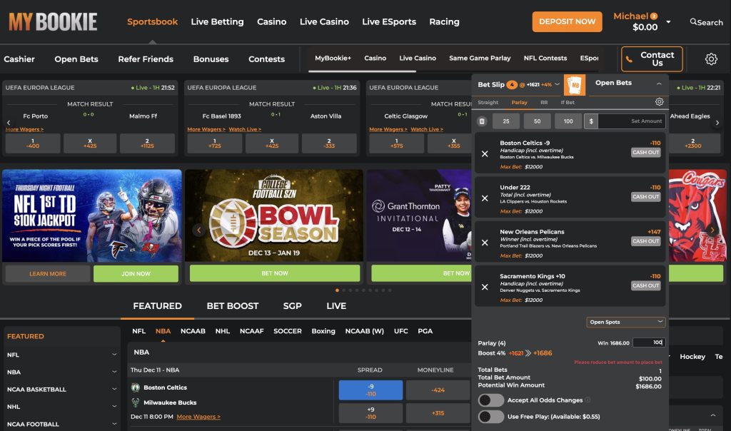 MyBookie Sportsbook Parlay Betting App and Site